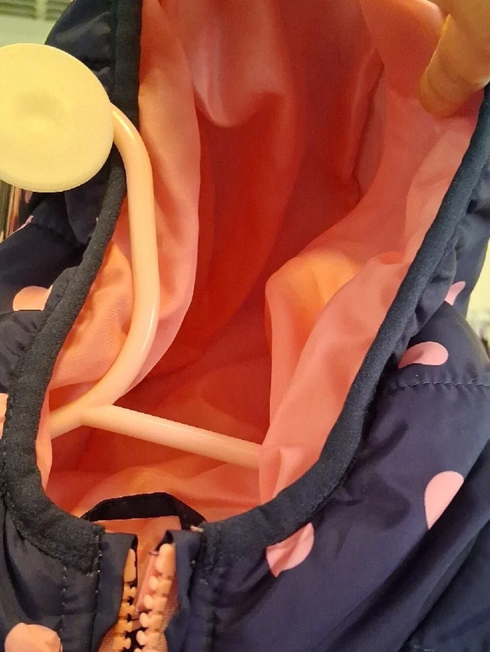 Navy & Pink Polka Dot Puffer Rainy Jacket